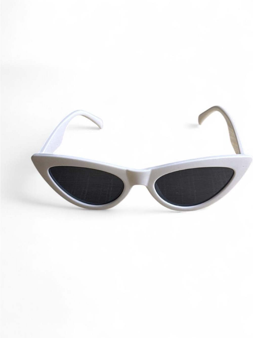 White Cat Eye Sunglasses with Black Lenses